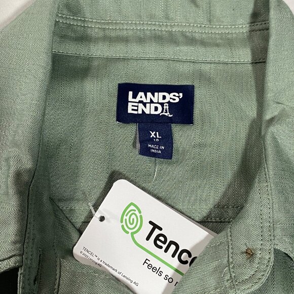 Lands End Womens XL Tencel Button-Front Shirt Dress With Belt - Picture 3 of 9